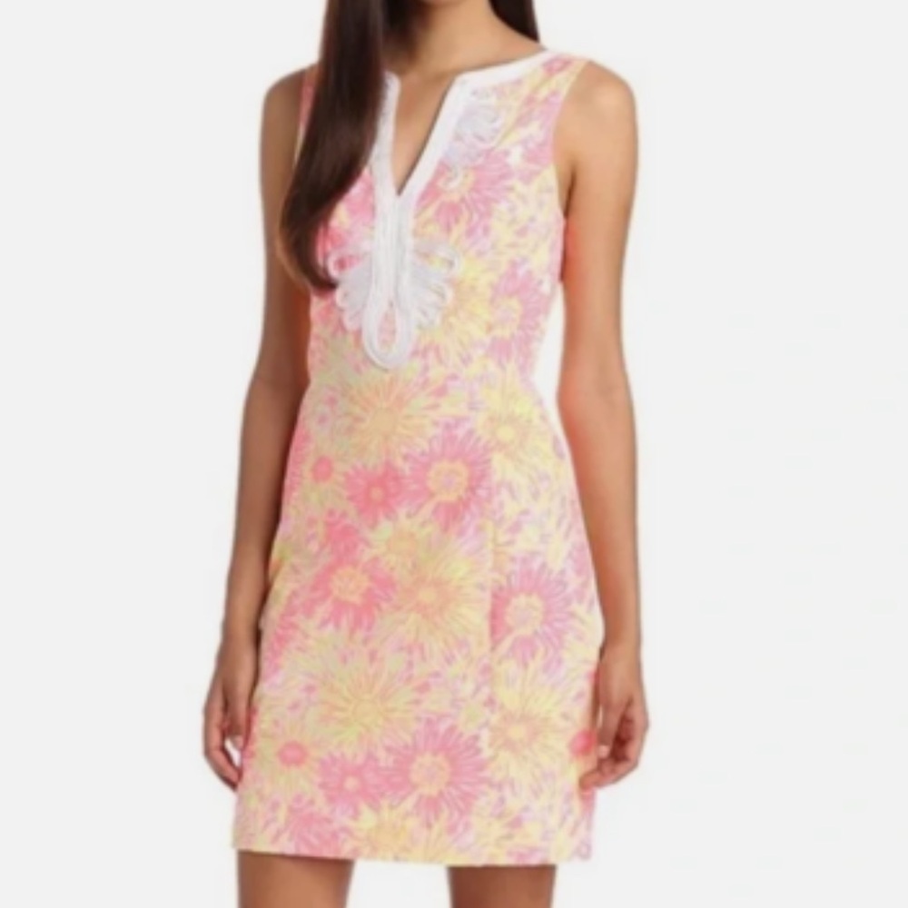 Lilly Pulitzer Janice Shift Dress in bright Sunkissed Glow Link Yellow 10 NWT